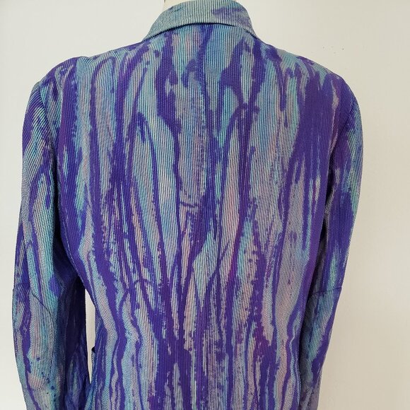 Zegna silk Sport suit Coat Blazer Black red Purple blue gray stripe 52 med large - Picture 4 of 10